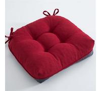 XIEMINLE Cuscino quadrato per sedia in lino e cotone, per cucina, ufficio, con laccetti, cuscino quadrato, per sala da pranzo, giardino, soggiorno, patio, balcone (rosso)