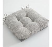 XIEMINLE Cuscino quadrato per sedia in lino e cotone, per cucina, ufficio, con legacci, cuscino quadrato, per sala da pranzo, giardino, soggiorno, patio, balcone (grigio chiaro)