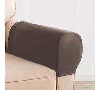 XIEMINLE Set di 2/4/6 copripoltrone, copribraccioli in pelle PU, copertura elasticizzata per mobili, antigraffio (2 pezzi, caffè)