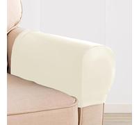 XIEMINLE Set di 2/4/6 copripoltrone, copribraccioli in pelle PU, copertura elasticizzata per mobili, protezione antigraffio per divani (6 pezzi, beige)