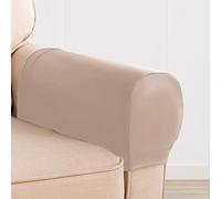 XIEMINLE Set di 2/4/6 copripoltrone, copribraccioli in pelle PU, copertura elasticizzata per proteggere i mobili, antigraffio per divano (4 pezzi, cachi)