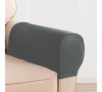 XIEMINLE Set di 2/4/6 copripoltrone, copribraccioli in pelle PU, copertura elasticizzata per proteggere i mobili, antigraffio (2 pezzi, grigio)