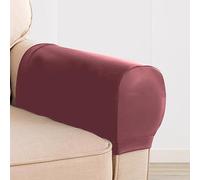 XIEMINLE Set di 2/4/6 copripoltrone, copribraccioli in pelle PU, copertura elasticizzata per proteggere i mobili, antigraffio per divano (2 pezzi, rosso)