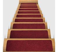 XIEMINLE Tappetini per scale, 76 x 20 cm, autoadesivi, protezione per gradini, decorazione per scale di casa, tappeto di sicurezza lavabile, tappeto di sicurezza per interni, 15 pezzi, rosso vino