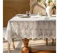 XIEMINLE Tovaglia rettangolare in pizzo elegante design floreale per matrimoni, feste di compleanno, riunioni di famiglia, tavoli da pranzo, tovaglia ricamata con motivi floreali (180 x 140 cm