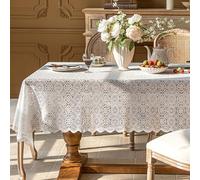 XIEMINLE Tovaglia rettangolare in pizzo elegante design floreale per matrimoni, feste di compleanno, riunioni di famiglia, tavoli da pranzo, tovaglia ricamata con motivi floreali (180 x 140 cm