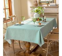 XIEMINLE Tovaglia rettangolare in tessuto a tinta unita, antipolvere, a prova di perdite, decorazione per tavolo, lavabile, per feste, picnic, sala da pranzo, cucina (260 x 140 cm, verde)