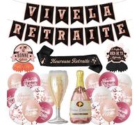 Xietaea Kit Palloncino Decorazione Pensione, Banner Vive La Ritirata Palloncini e Sciarpa, Banderole Felice Partenza Decorazioni da Tavolo per Festa Uomo e Donna