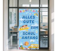 Xietaea Striscione decorativa per l'inizio della scuola, colore blu, motivo "Alles Gute zum Schull'inizio della scuola, per la porta, 185 x 90 cm