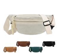 XIEXIESHER Marsupio Donna in Velluto a Coste, Marsupio Uomo Donna Unisex, Marsupio Sportivo, Marsupio Donna, Marsupio Cintura Regolabile, per alpinismo Allenamento all'aperto, Escursionismo(Bianco)