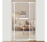 Xifamniy Cancello extra alto per cani e gatti, 155 cm, bianco, in metallo, montaggio a pressione, chiusura automatica, per neonati e bambini piccoli