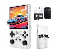 XiFanHo R36MAX Console per videogiochi retrò (nuovo aggiornamento R36S) - Schermo IPS 4K HD da 4,0", 128 GB precaricati, batteria ricaricabile da 4000 mAh, videogiochi portatili (bianco)
