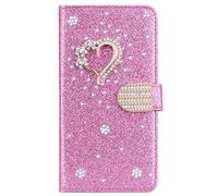 Xifanzi Portafoglio per Samsung Galaxy S21 Plus Glitter Custodia Libro Pelle 3D Little Love Wallet Flip Cover Case Rosa PU Brillantini Strass Cristallo Carta Slot Lady Girl Phone Case Galaxy S21 Plus