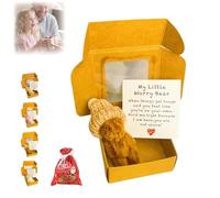 Xifyjus Scatola My Little Worry Bear Con Cappello, Nuovo Orsetto in Scatola Del 2025, Mini Orsetto Tascabile Worry Bear Con Biglietto Motivazionale, Morbido Regalo Ricordo per Gli Innamorati(Marrone)