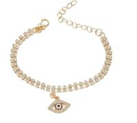 XIGAWAY Braccialetto regolabile a due strati scintillante da donna, braccialetto in lega con ciondoli a forma di cuore e occhi, elegante gioiello per feste (6 opzioni di colore), Misura unica, Metallo