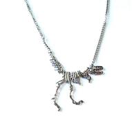 XIGAWAY Collana alla moda con ciondolo a forma di teschio di drago e ossa di dinosauro