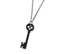 XIGAWAY Collana con ciondolo a forma di chiave nera, 12 g, catena a maglia in bambù, regolabile, 51-80 cm, unisex, stile gotico, Halloween e ufficio, 1, Metallo, Nessuna pietra preziosa