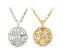 XIGAWAY Collana con ciondolo a forma di ruota, in lega, per uomini e donne, oro e argento, 51-80 cm, 70,4 g, estate 2025, 1, Metallo, Nessuna pietra preziosa