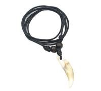 XIGAway Collana con dente di lupo per uomo e donna, ciondolo con dente di cane in acrilico, collana leggera con cordino regolabile 51-80cm, gioiello ispirato alla natura in conchiglia bianca, 1