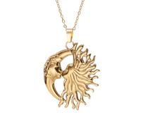 XIGAWAY Collana con luna e sole in acciaio inox, colore oro o argento | Ciondolo a forma di mezzaluna e sole su una catena in acciaio inox, gioielli minimalisti per tutti i giorni