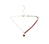 XIGAWAY Collana da donna con ciondolo a forma di piccolo cuore rosso, girocollo corto in lega da 20 cm, con catena a serpente, gioielli minimalisti e delicati, primavera 2025