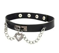 XIGAWAY Collana girocollo con lucchetto a forma di cuore, da donna, regolabile, in pelle, con ciondolo a forma di lucchetto e chiave, 20-50 cm, 8 colori, estate 2025, 1, corteccia, Non pietra preziosa