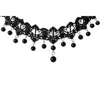 XIGAWAY Collana girocollo in pizzo bianco con perle, collare in pizzo floreale con ciondolo di perle, fatto a mano, gotico, elegante girocollo per donne (3418, 152, 3418), 1, Pizzo, Nessuna pietra