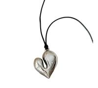XIGAWAY Collana regolabile con ciondolo a forma di cuore, lunga catena nera con ciondolo a forma di cuore, in lega di zinco placcata in argento nero, rosso, da donna, 1, Zinco, Nessuna pietra preziosa