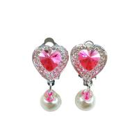 XIGAWAY Orecchini a clip per bambini, a forma di cuore, con strass di cristallo, per ragazze (non è necessario forare, 1,5 cm, 11 opzioni di colore), Small, Metallo, Senza pietre preziose