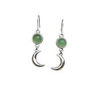 XIGAWAY Orecchini a forma di luna, in lega argentata, con accento verde mezzaluna, gioielli bohémien celesti per donne e uomini, stile giardino