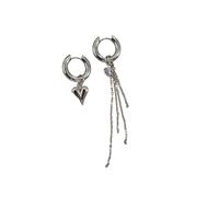 XIGAWAY Orecchini asimmetrici con nappe a forma di cuore da donna, set di 2 paia di orecchini pendenti a catena con ciondolo a forma di cuore, orecchini in stile etnico in materiale misto, 20 mm e 18