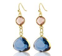 XIGAWAY Orecchini da donna con cristalli a goccia, in rame, intrecciati a mano, con pietre preziose, gioielli geometrici minimalisti per tutti i giorni, Small, rame + cristallo, Nessuna pietra