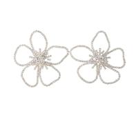 XIGAWAY Orecchini da donna con strass a forma di fiore irregolare, placcati in oro/argento, 16 g, gioielli scintillanti floreali per la primavera 2025, Small, Strass, Nessuna pietra preziosa