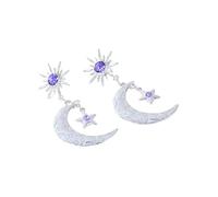 XIGAWAY Orecchini pendenti celesti in lega di oro e argento con cristalli viola, gioielli alla moda da donna in stile cinese, Small, Metallo, Nessuna pietra preziosa