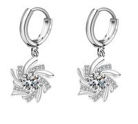 XIGAWAY Orecchini pendenti in stile coreano per le donne, orecchini geometrici in lega di lusso con strass, orecchini pendenti con pietre preziose in vetro blu e bianco, orecchini per feste, Misura