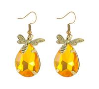 XIGAWAY Orecchini vintage a forma di ape e lacrima da donna, in lega di rame anticato, 2,8 x 1,8 cm, gioielli ispirati alla natura, estate 2025, Small, Metallo, Non pietra preziosa