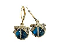 XIGAWAY Orecchini vintage a forma di libellula da donna - blu/viola/verde con pietre preziose geometriche, gioielli retrò in lega 2025 inverno, Small, Metallo, Nessuna pietra preziosa