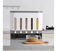 Xigner Cornflakes - Dispenser per cereali con misurino, con divisorio, design trasparente e visibile per la conservazione di riso nero, mais, ecc., 40 x 15 x 34 cm