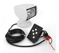 Xigner Faro di ricerca per barca marina, 12 V, 100 W, lampadina alogena per camion, telecomando - Riflettore portatile con rotazione a 360 gradi per yacht, guardia costiera ecc. (bianco)