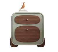 XIGOUZIQU Comodino Comodino Tavolino rustico piccolo con 2 cassetti portaoggetti Stile unico for camera da letto, dormitorio e piccoli spazi Base addensata(Green,45cm(17.71in))