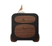 XIGOUZIQU Comodino Comodino Tavolino rustico piccolo con 2 cassetti portaoggetti Stile unico for camera da letto, dormitorio e piccoli spazi Base addensata(Black,45cm(17.71in))