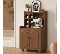 XIGOUZIQU Credenza moderna in stile rustico, credenza scanalata con spazio di archiviazione, credenza in legno, grande mobiletto da caffè vintage for cucina e soggiorno.(A,80cm/31.49in)