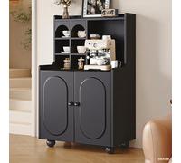 XIGOUZIQU Credenza moderna in stile rustico, credenza scanalata con spazio di archiviazione, credenza in legno, grande mobiletto da caffè vintage for cucina e soggiorno.(B,60cm/23.62in)