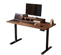 XIGOUZIQU Da Ufficio, Scrivania Altezza regolabile con presa Struttura in Acciaio da Ufficio Salvaspazio for Studio/Camera da Letto(140cm(55.11in))