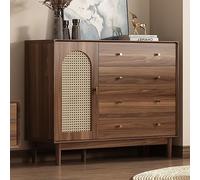 XIGOUZIQU Mobiletto buffet in rattan, mobiletto portaoggetti decorativo con ante e cassetti, credenza in legno for bar, tavolo consolle for cucina, soggiorno, ingresso, corridoio(D-120CM/47.24in)