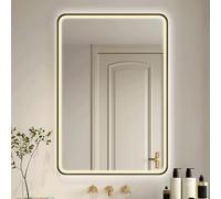 XIGOUZIQU Specchio Bagno Specchiera Quadrata Vanity Mirror con Luce LED a 3 Colori Funzione Memoria, Antiappannamento, con Luminosità Regolabile, for Bagno, Camera e Ingress(50cm(19.68in))