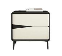 XIGOUZIQU Tavolino moderno della metà del secolo Comodino in legno Tavolino Camera da letto Cassetto senza maniglie con contenitore Stile unico for soggiorno, camera da letto(White,50cm(19.68in))