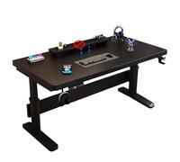 XIGOUZIQU Tavolo Computer da Ufficio, Scrivania Studio in Casa Altezza regolabile for PC con ganci cuffie da Salvaspazio Facile da Assemblare for Studio(Black,140cm(55.11inch))