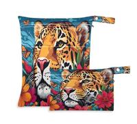 xigua Melancholy Leopard Wet Bag Borsa per pannolini, 2 pezzi, borsa per bagnata e asciutta, riutilizzabile, impermeabile, lavabile, da appendere, con due grandi tasche con cerniera, per pannolini,