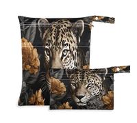 xigua Melancholy Leopard Wet Bag Borsa per pannolini, 2 pezzi, borsa per bagnata e asciutta, riutilizzabile, impermeabile, lavabile, da appendere, con due grandi tasche con cerniera, per pannolini,